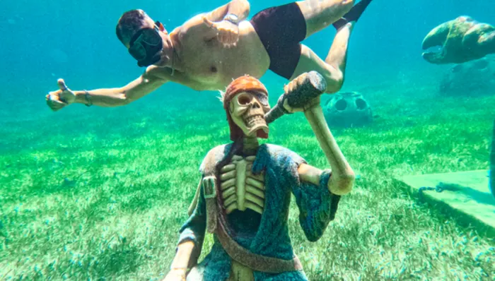 Sunken Sculptures & Aqua Park Adventure at Sun Cay shore excursion in Nassau, Bahamas